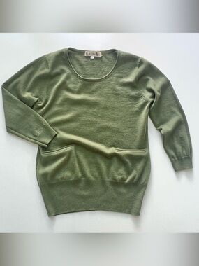 GermAn 100% Cashmere Olive Green Pocket Sweater XS